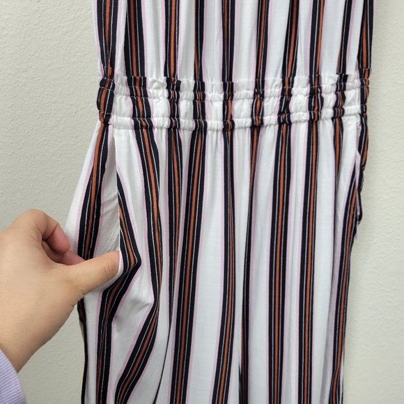 Loft Striped Rayon High Neck Jumpsuit | Size XS - Picture 5 of 16